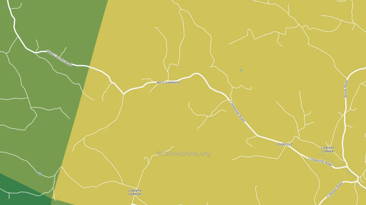 West Corinth, VT Map of Burglary Rates
