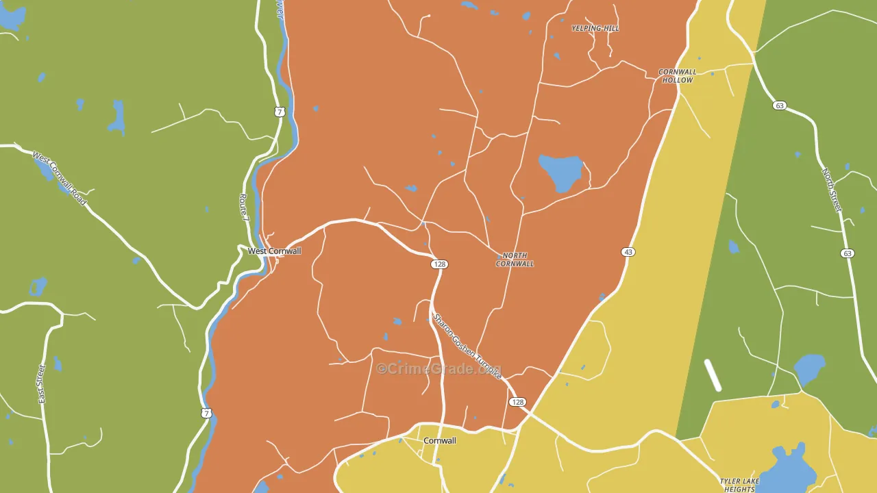 West Cornwall, CT Map of Burglary Rates