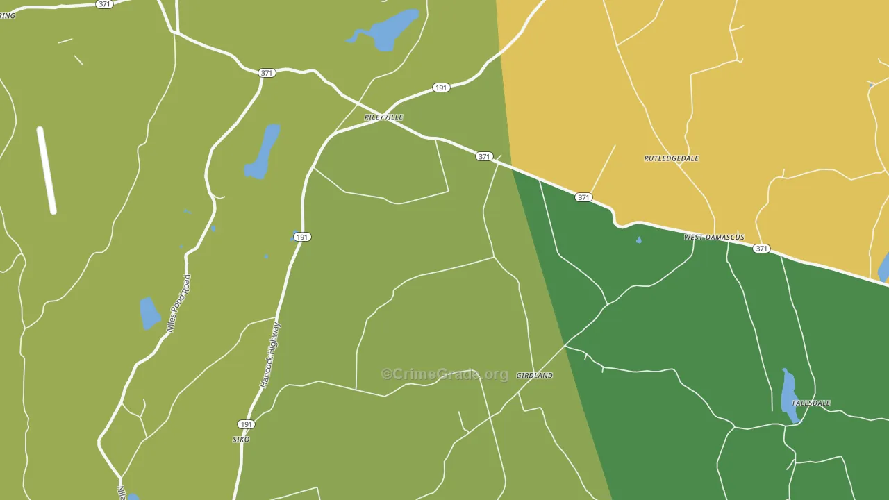 West Damascus, PA Map of Burglary Rates