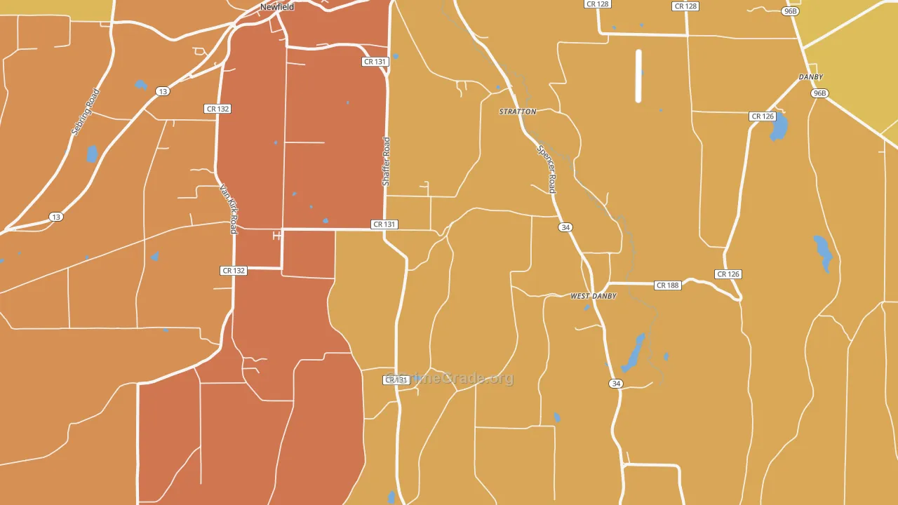 West Danby, NY Map of Burglary Rates