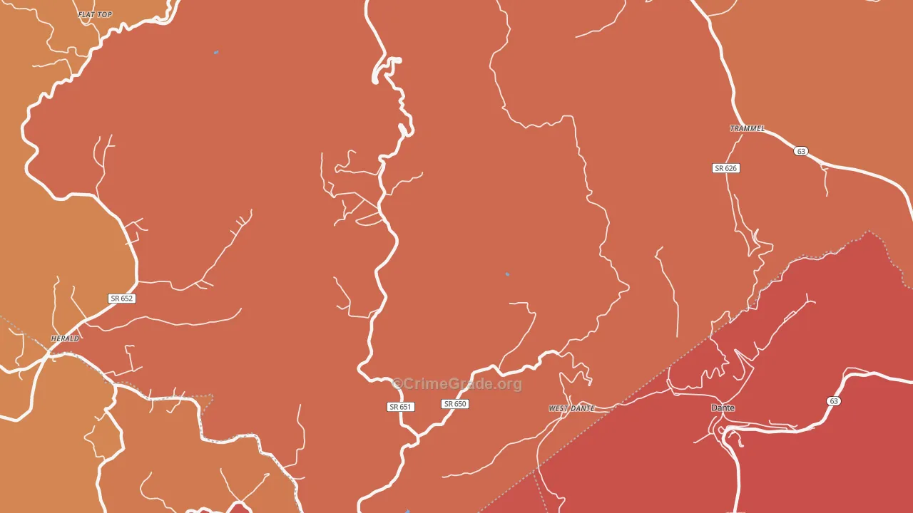 West Dante, VA Map of Burglary Rates