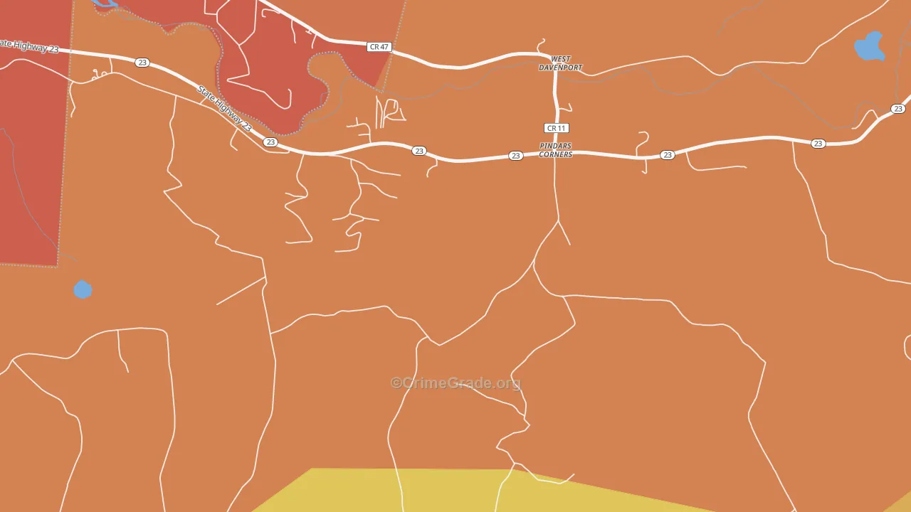 West Davenport, NY Map of Burglary Rates