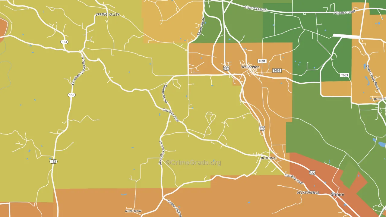 West Decatur, PA Map of Burglary Rates