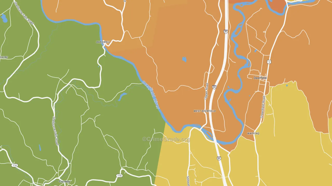 West Deerfield, MA Map of Burglary Rates
