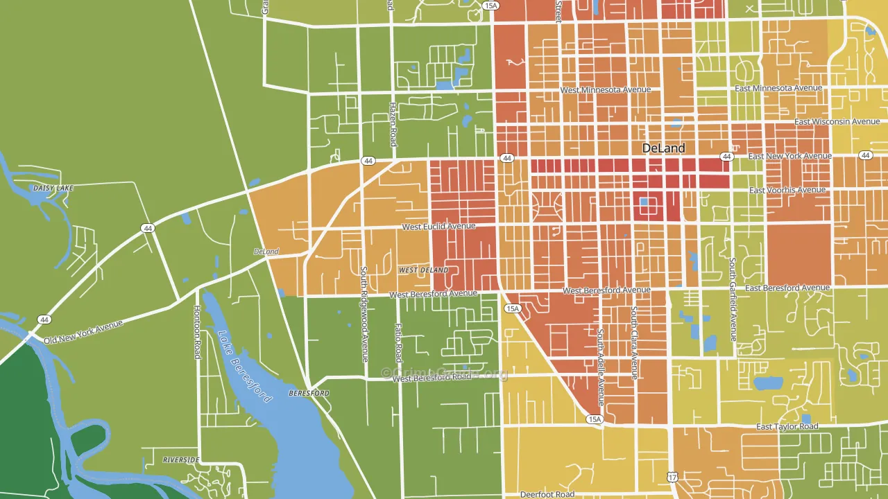 West DeLand, FL Map of Burglary Rates