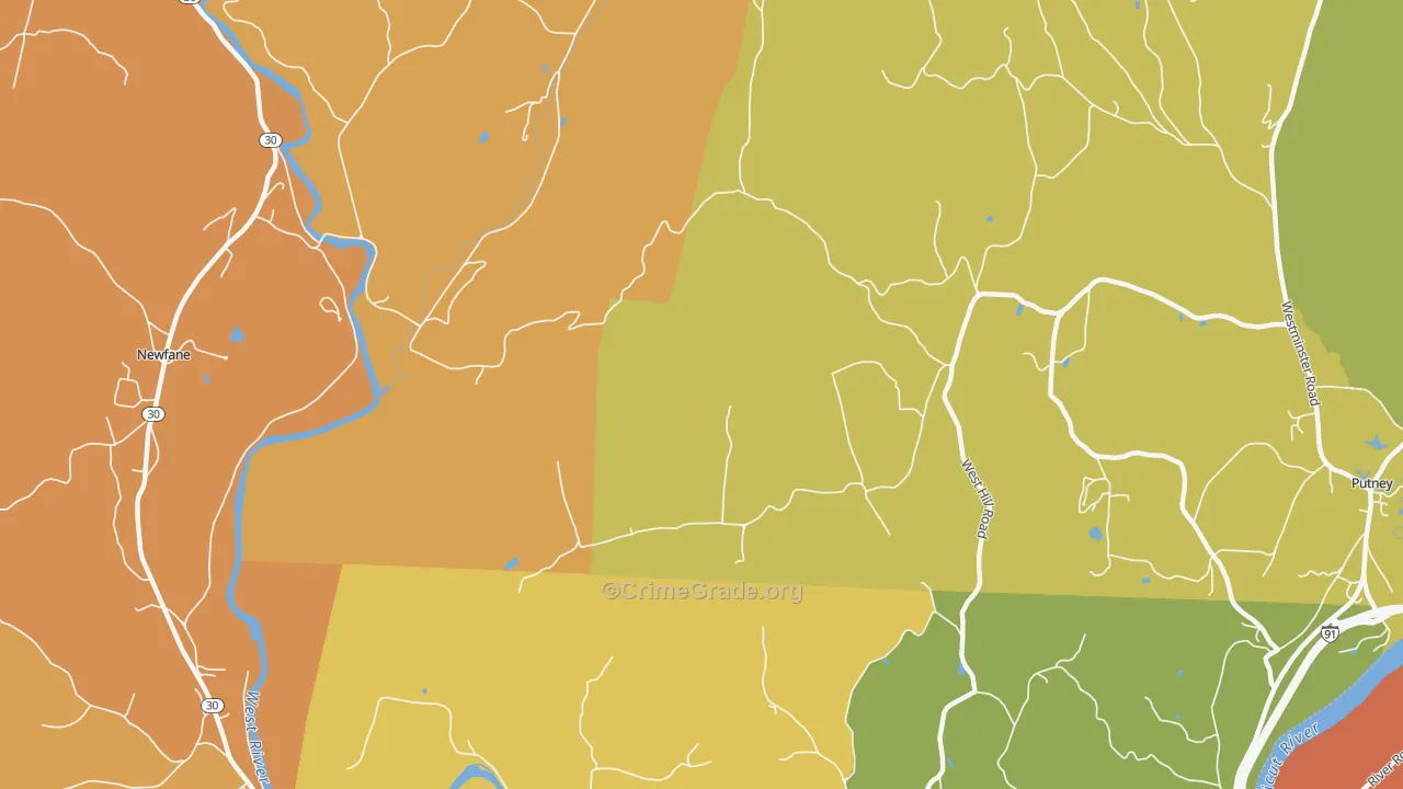 West Dummerston, VT Map of Burglary Rates