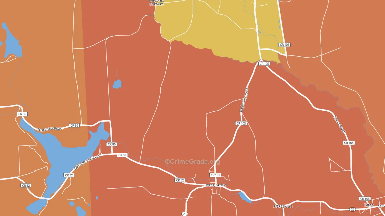 West Eaton, NY Map of Burglary Rates