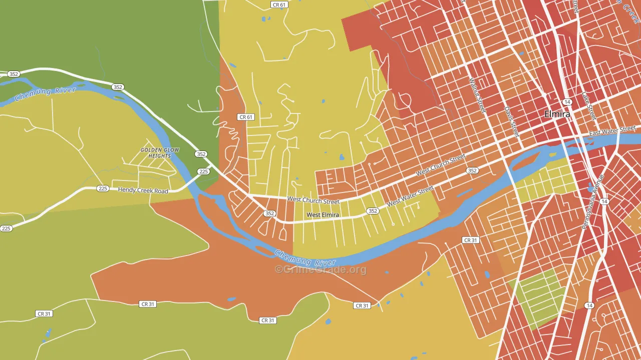 West Elmira, NY Map of Burglary Rates