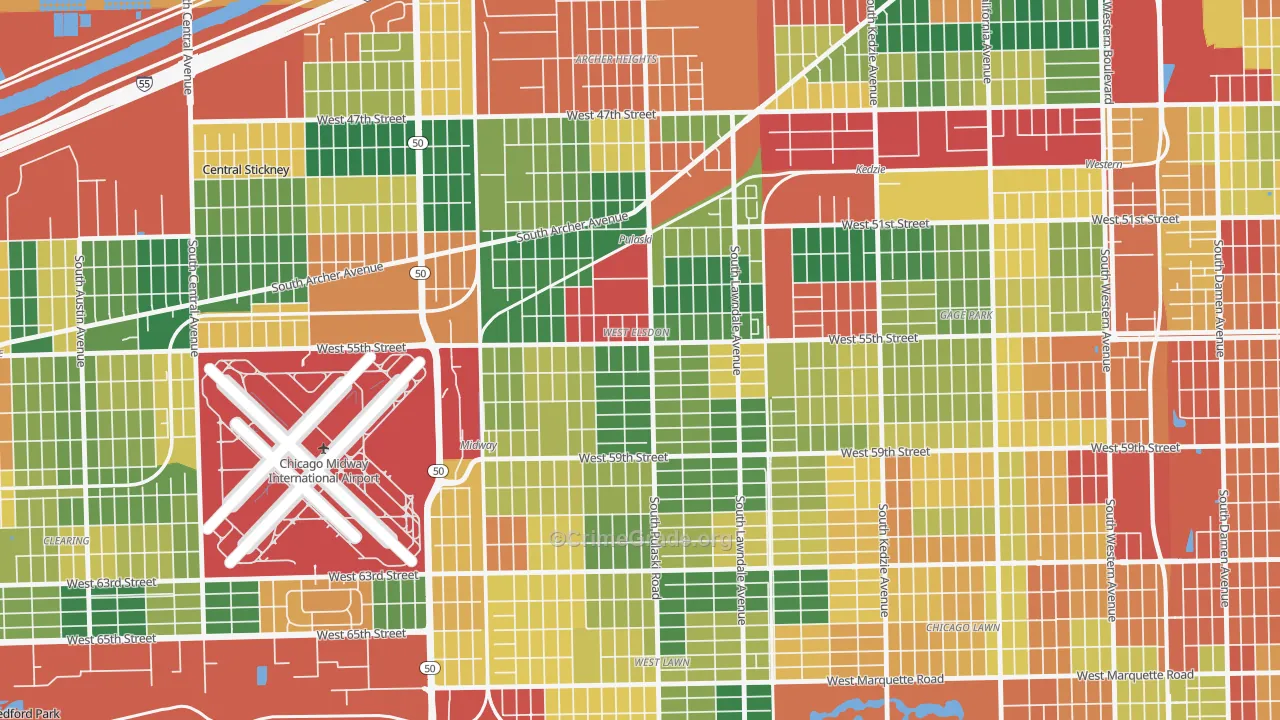 West Elsdon, Chicago, IL Map of Burglary Rates