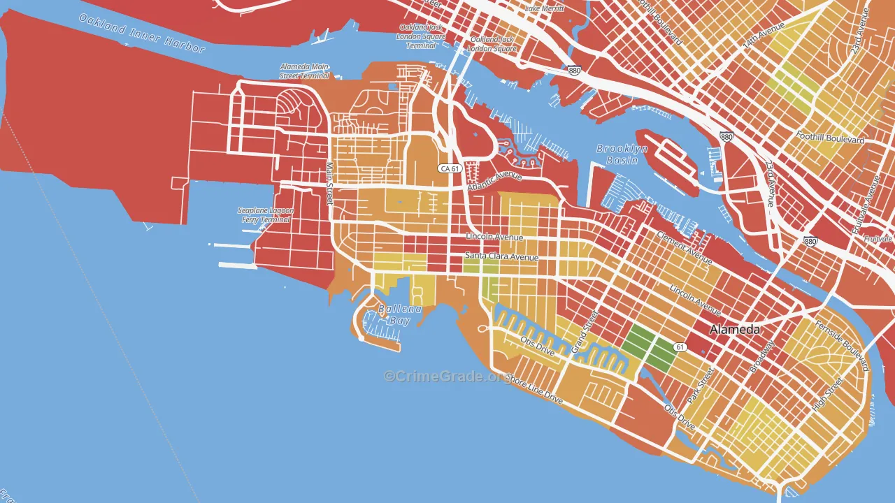 West End, Alameda, CA Map of Burglary Rates