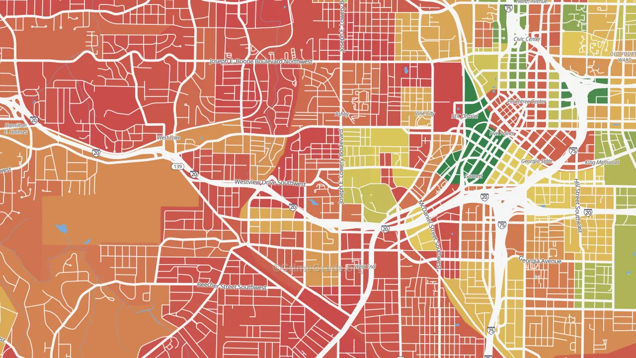 West End, Atlanta, GA Map of Burglary Rates