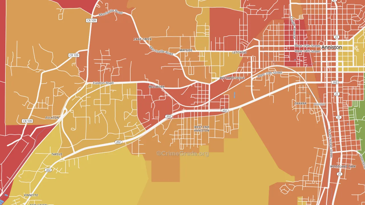 West End-Cobb Town, AL Map of Burglary Rates