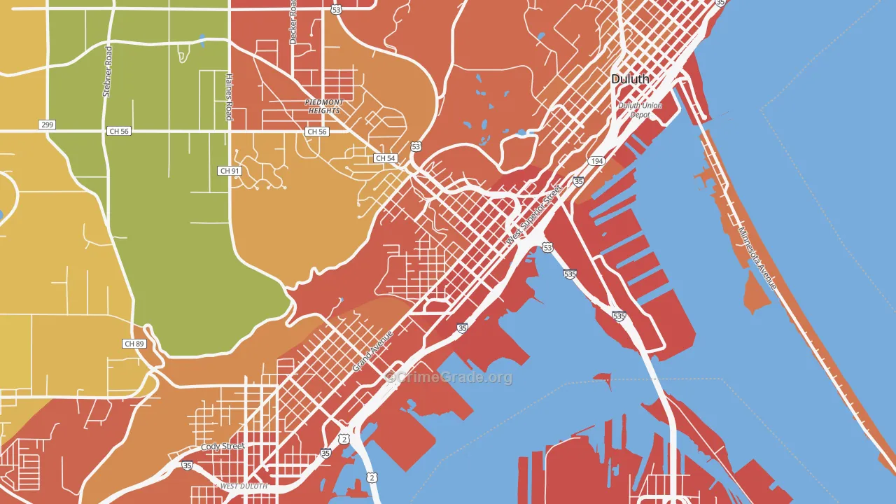 West End, Duluth, MN Map of Burglary Rates