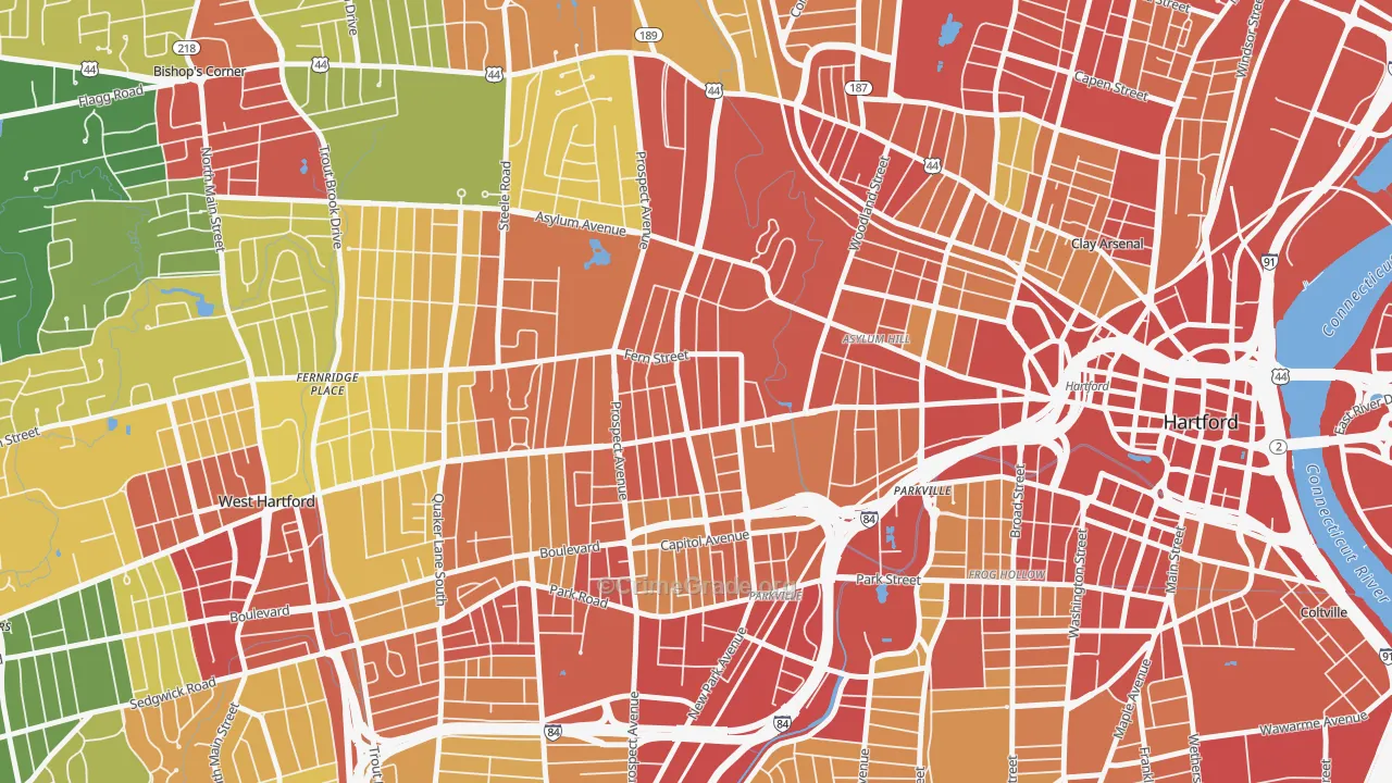 West End, Hartford, CT Map of Burglary Rates