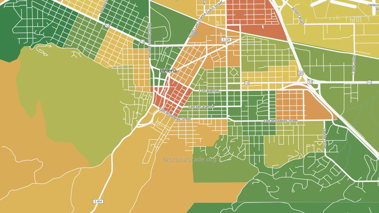 West End Helena, Helena, MT Map of Burglary Rates