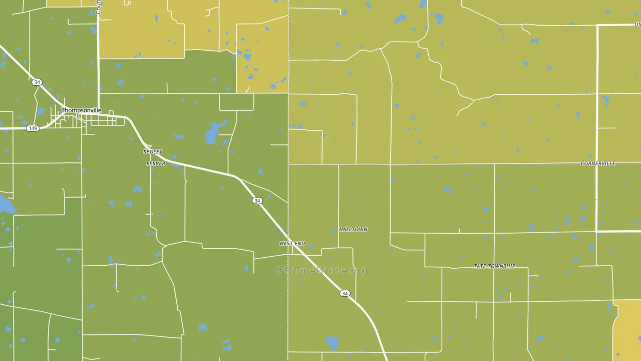 West End, IL Map of Burglary Rates
