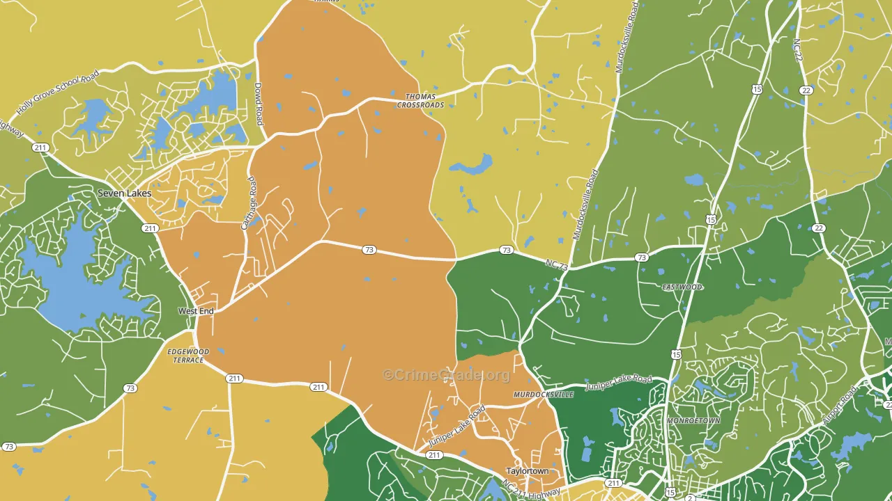 West End, NC Map of Burglary Rates