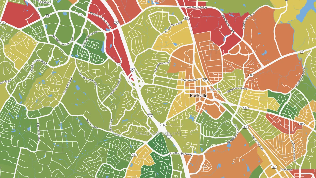 West End Park, Rockville, MD Map of Burglary Rates