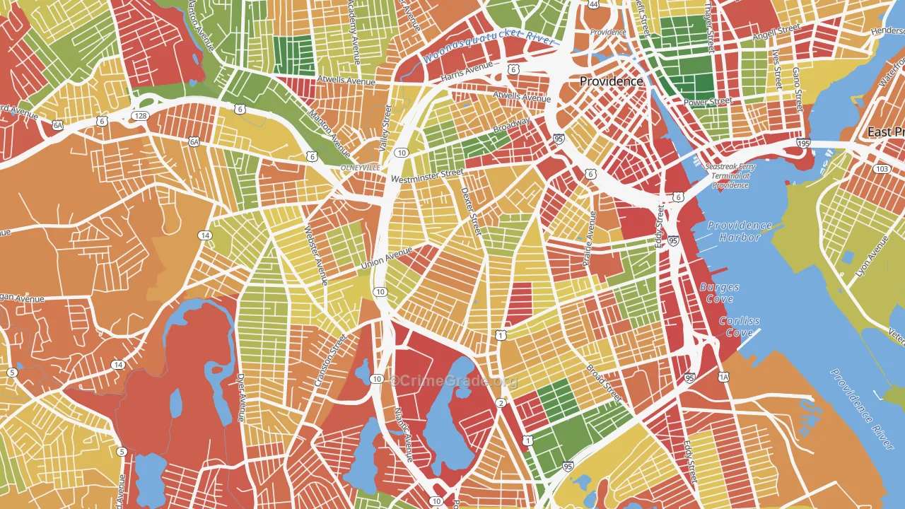 West End, Providence, RI Map of Burglary Rates