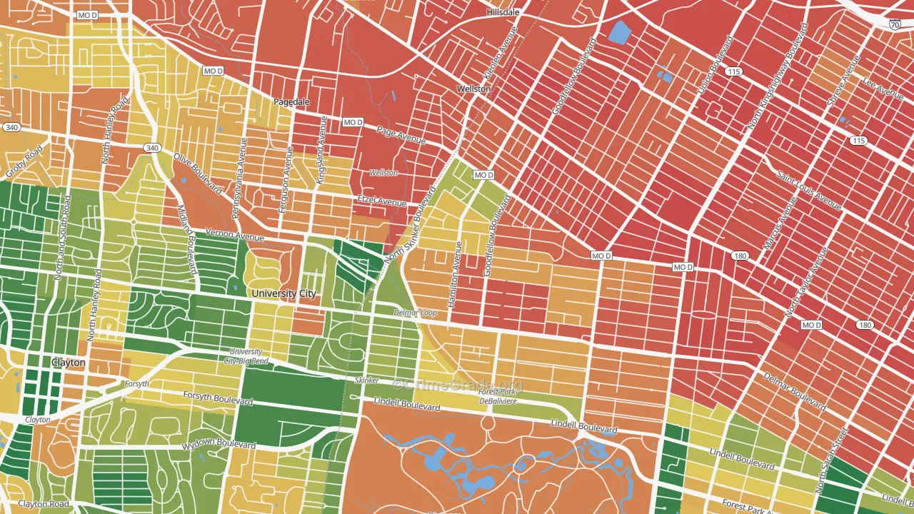 West End, St. Louis, MO Map of Burglary Rates