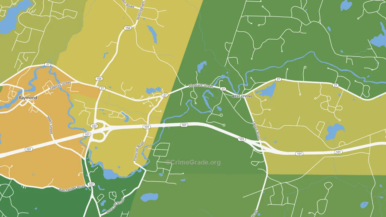 West Epping, NH Map of Burglary Rates