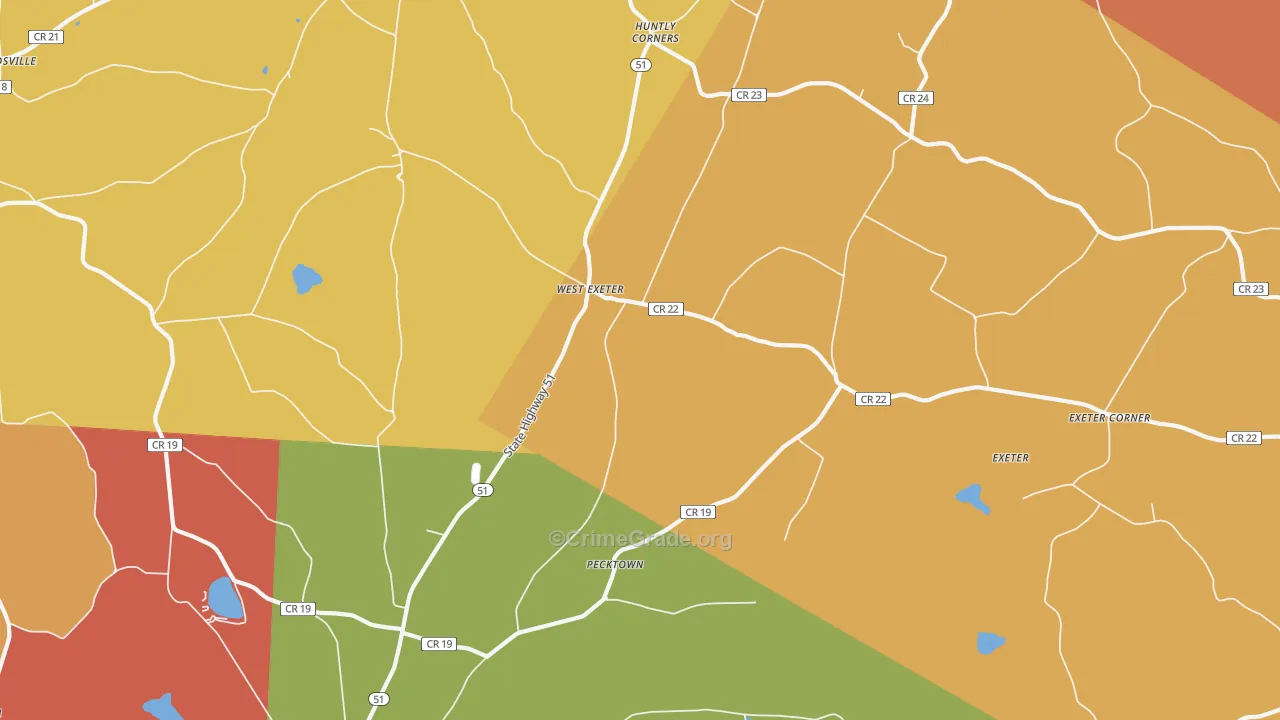 West Exeter, NY Map of Burglary Rates