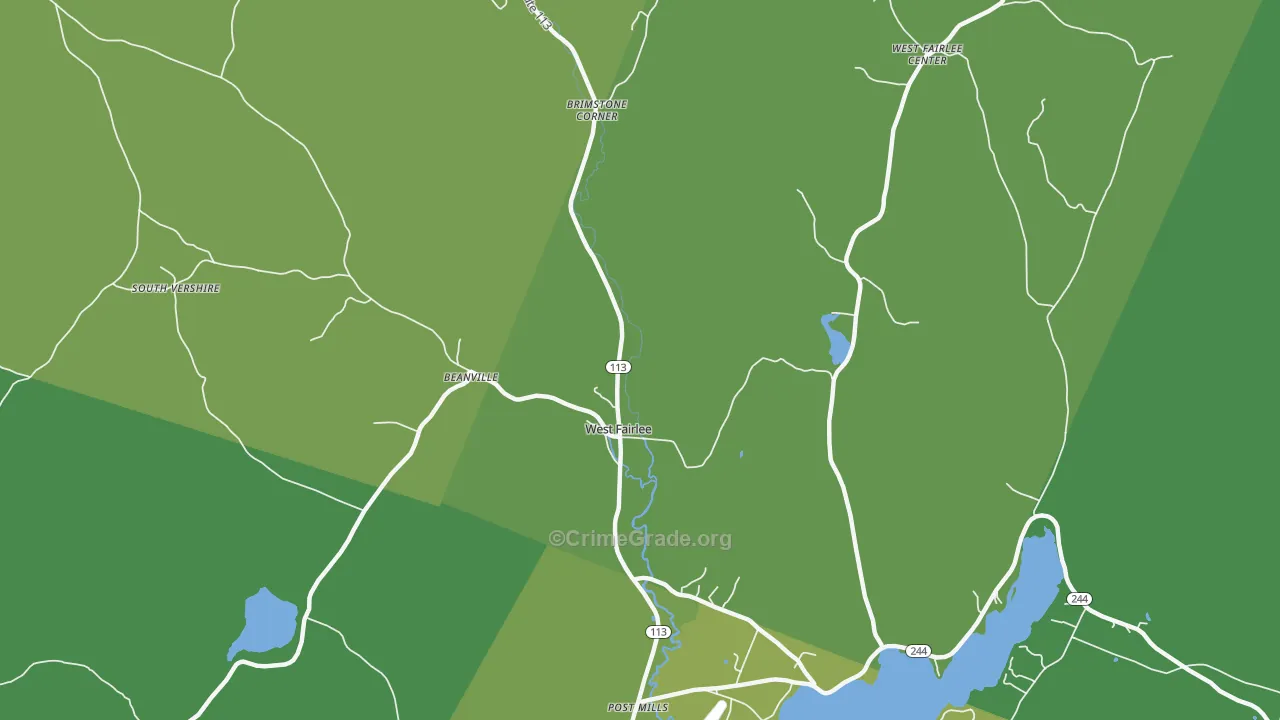West Fairlee, VT Map of Burglary Rates