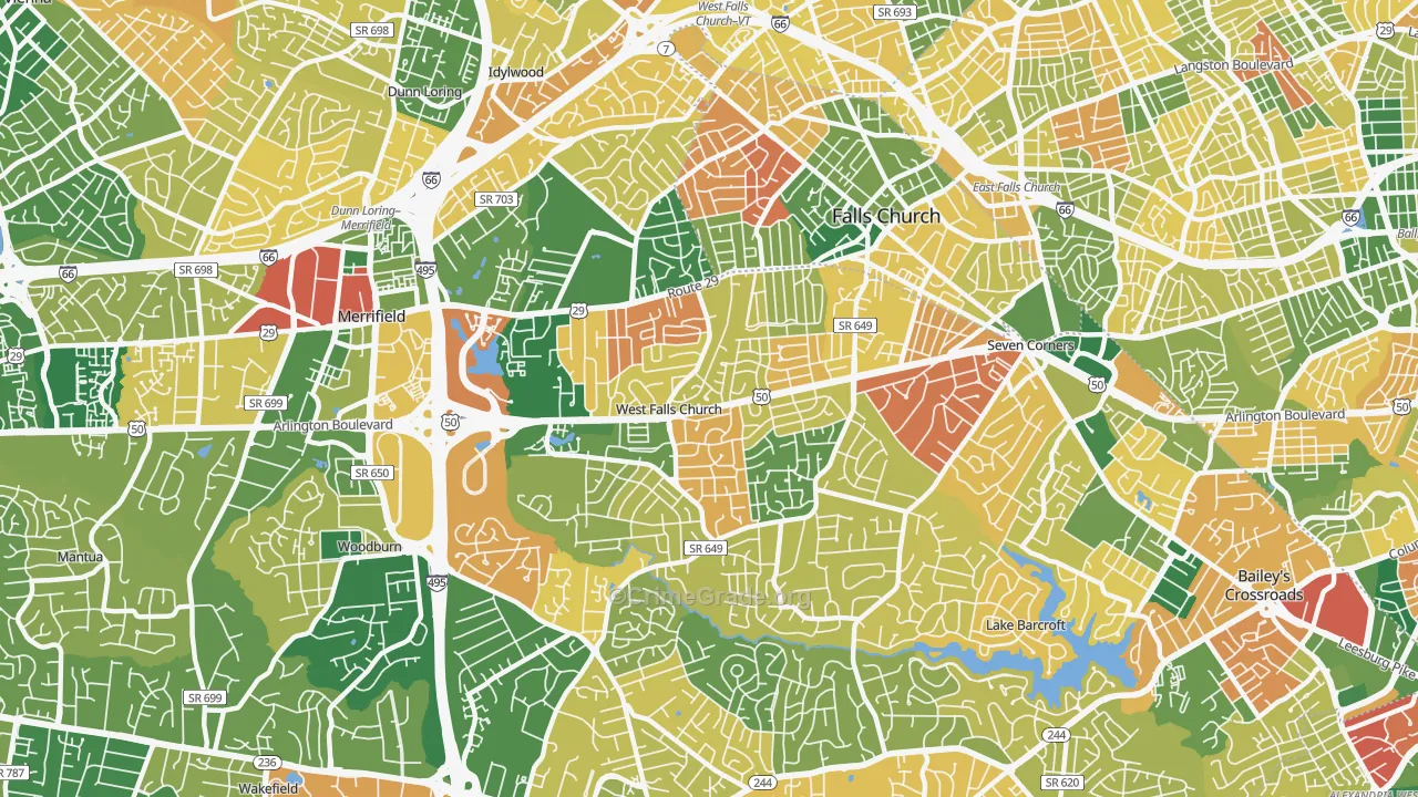 West Falls Church, VA Map of Burglary Rates
