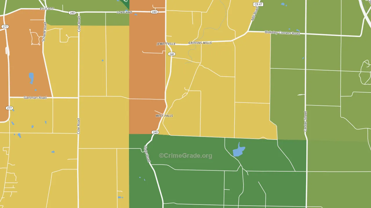 West Falls, NY Map of Burglary Rates