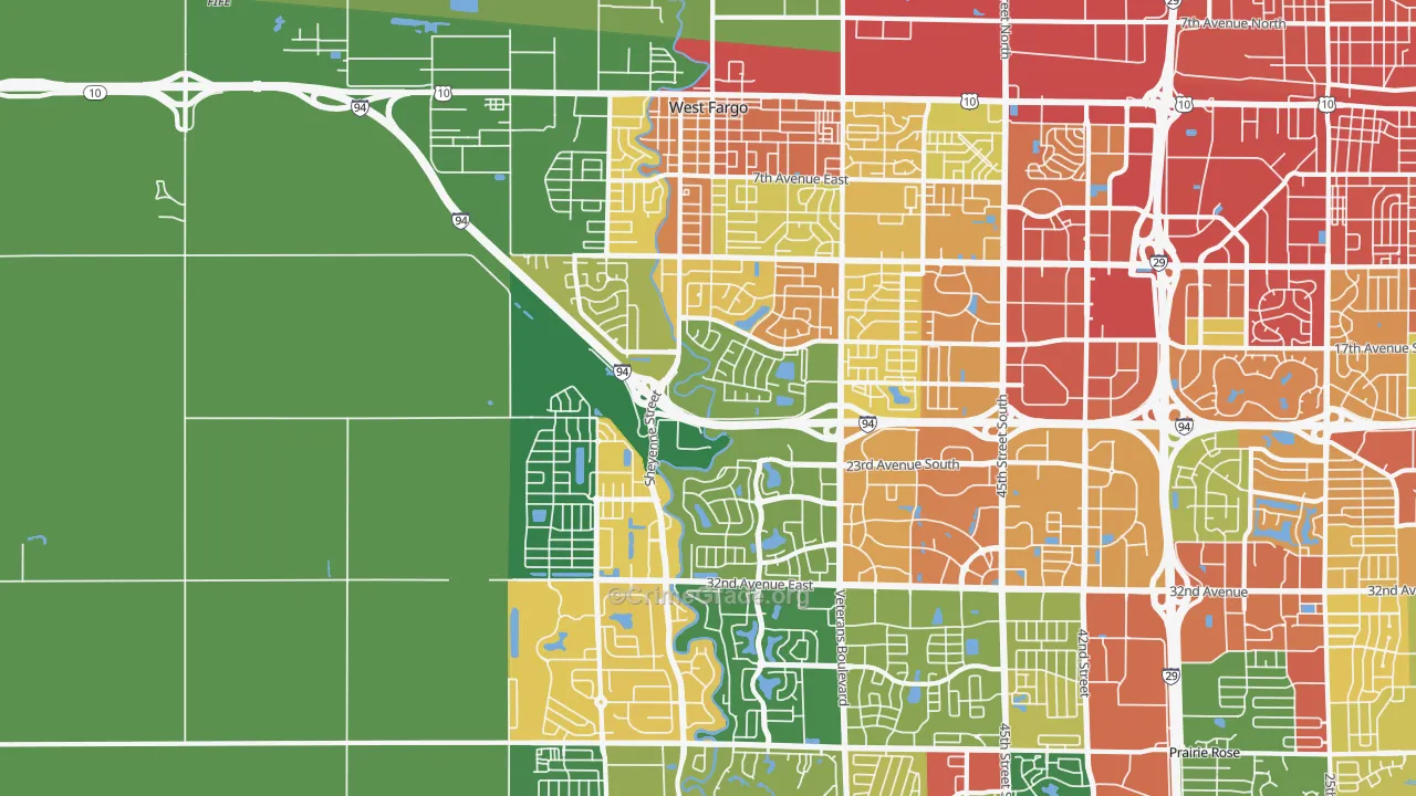 West Fargo, ND Map of Burglary Rates