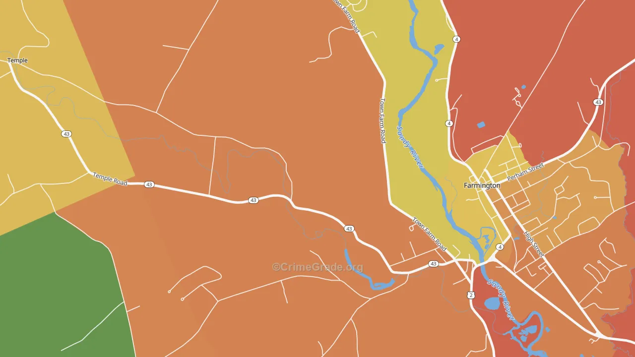 West Farmington, ME Map of Burglary Rates
