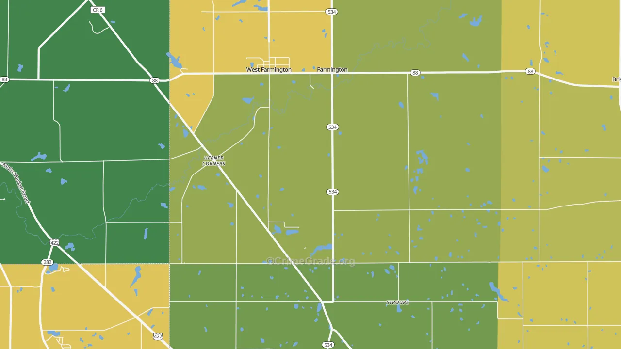 West Farmington, OH Map of Burglary Rates