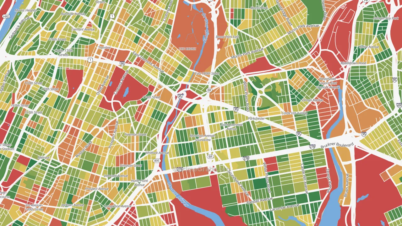 West Farms, Bronx, NY Map of Burglary Rates