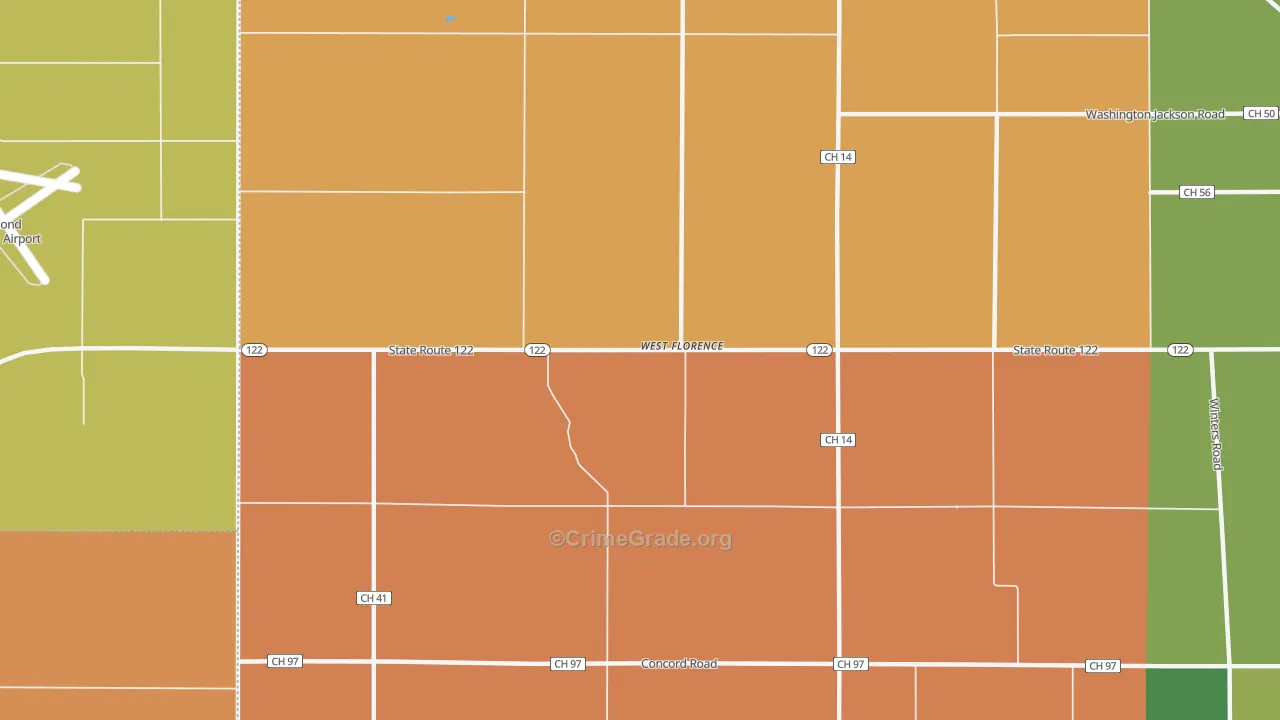 West Florence, OH Map of Burglary Rates