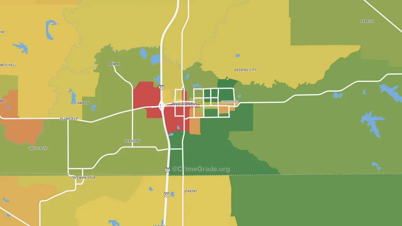 West Frankfort, IL Map of Burglary Rates