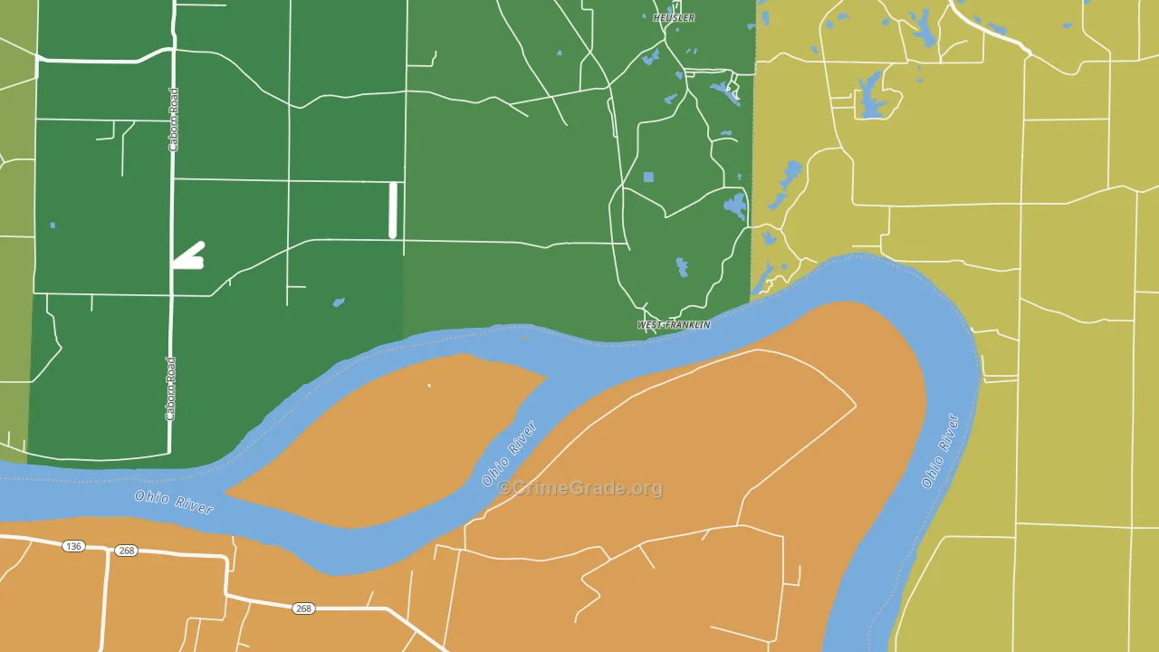 West Franklin, IN Map of Burglary Rates