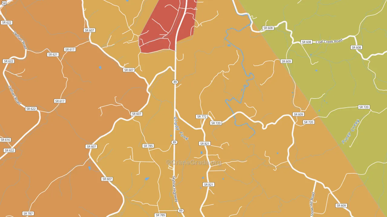 West Galax, VA Map of Burglary Rates