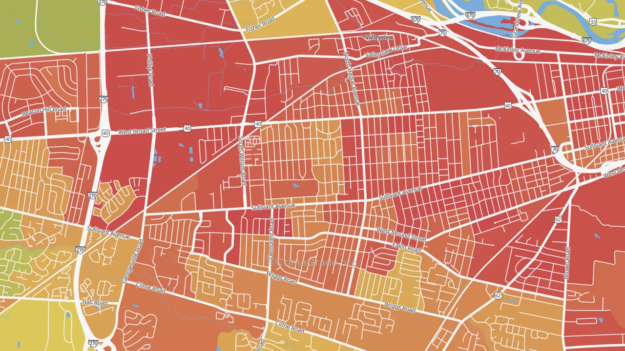 West Gate, Columbus, OH Map of Burglary Rates
