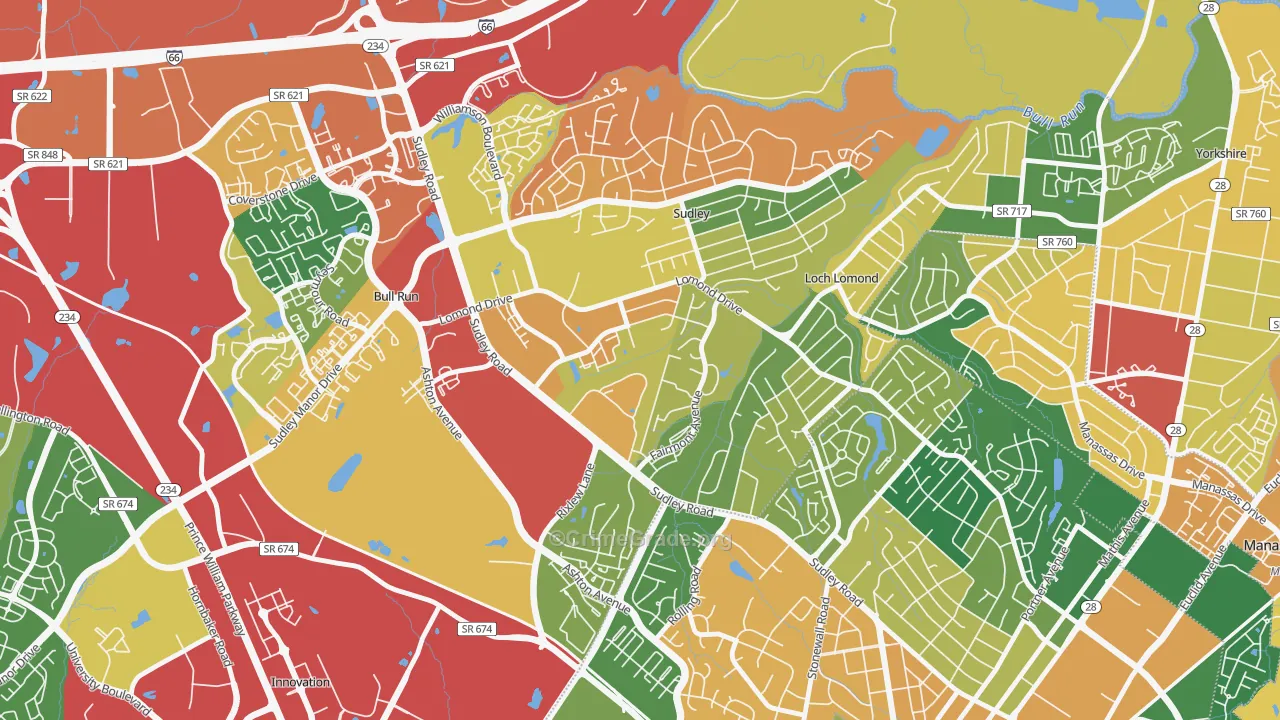 West Gate, Sudley, VA Map of Burglary Rates