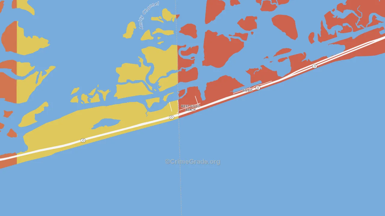 West Gilgo Beach, NY Map of Burglary Rates