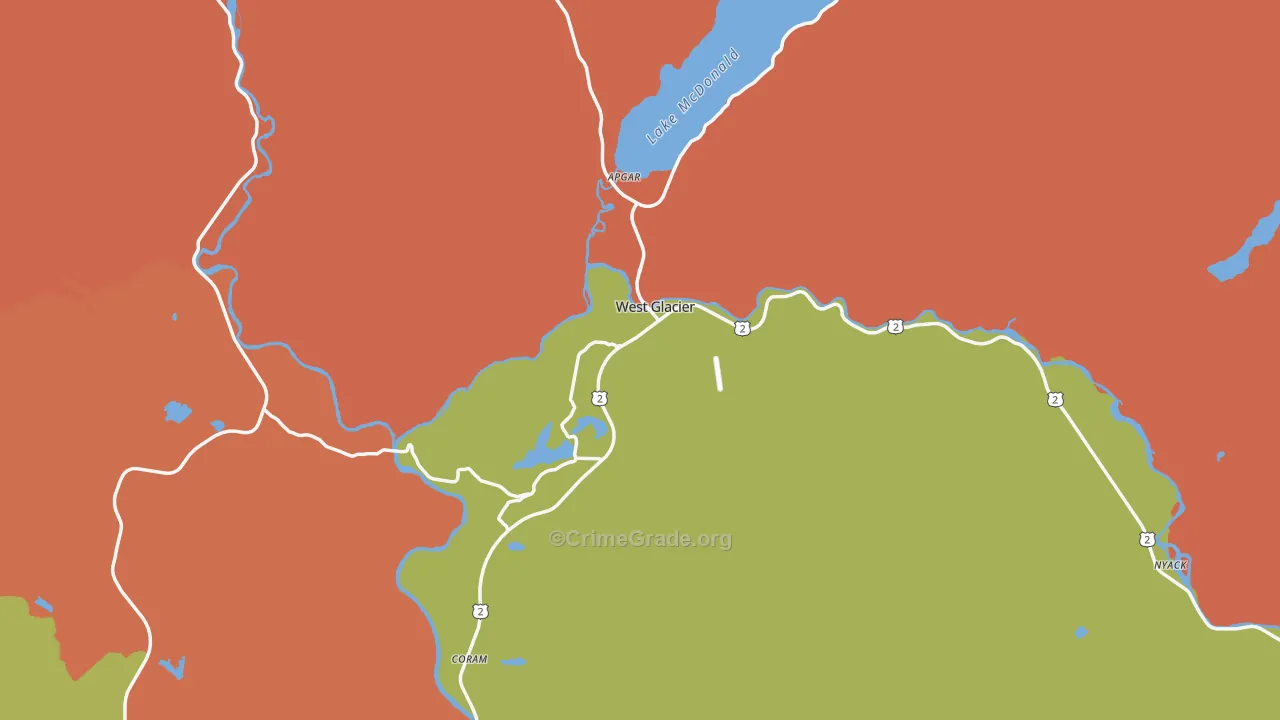 West Glacier, MT Map of Burglary Rates