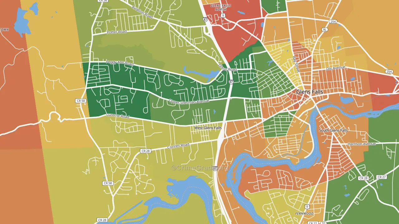 West Glens Falls, NY Map of Burglary Rates