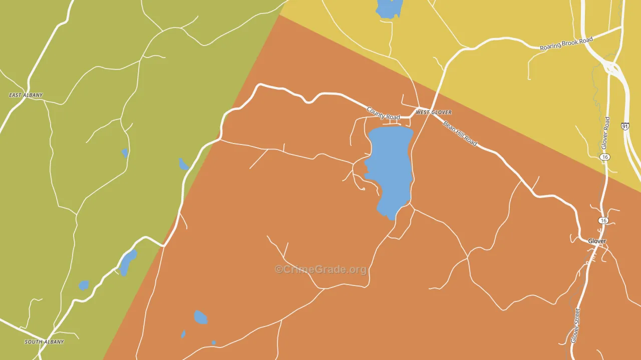 West Glover, VT Map of Burglary Rates