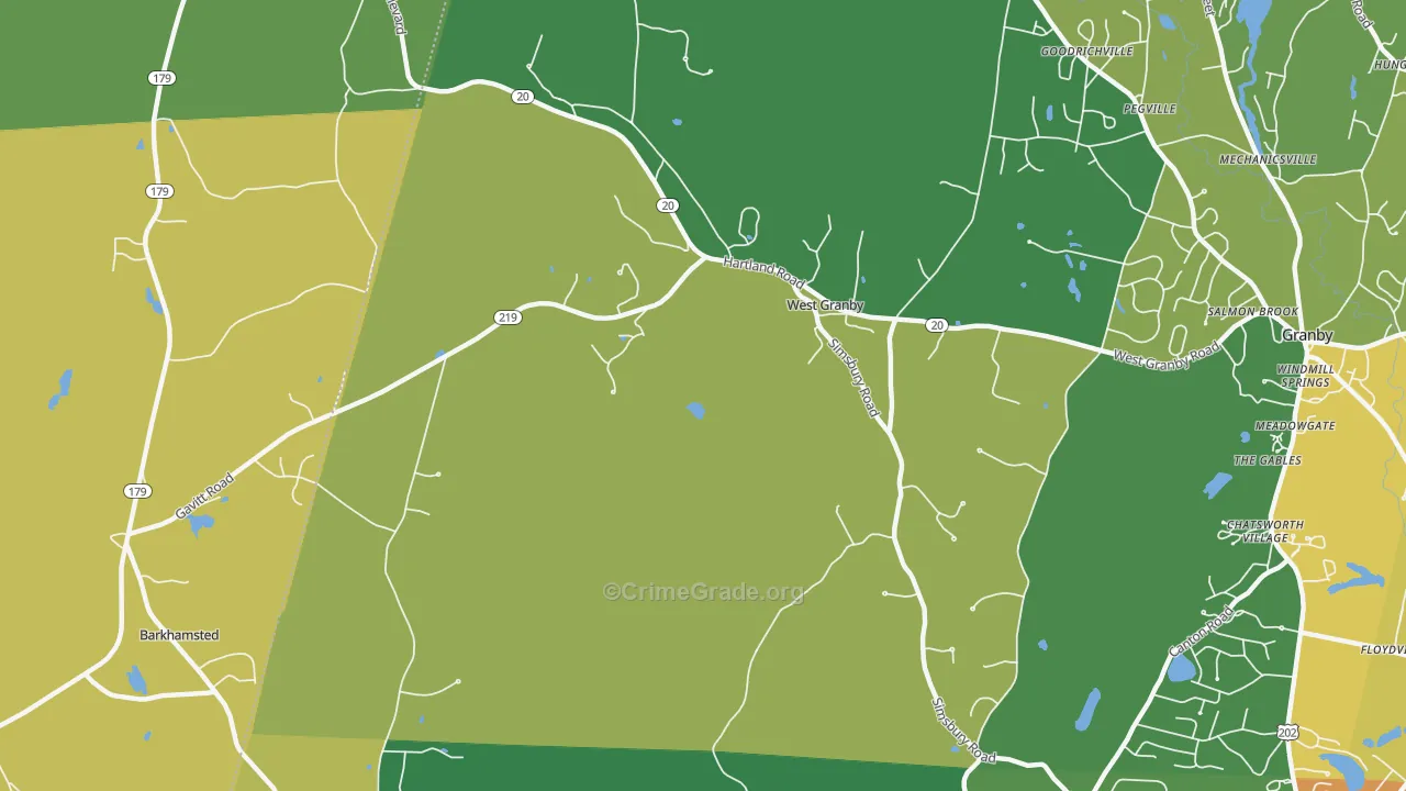 West Granby, CT Map of Burglary Rates