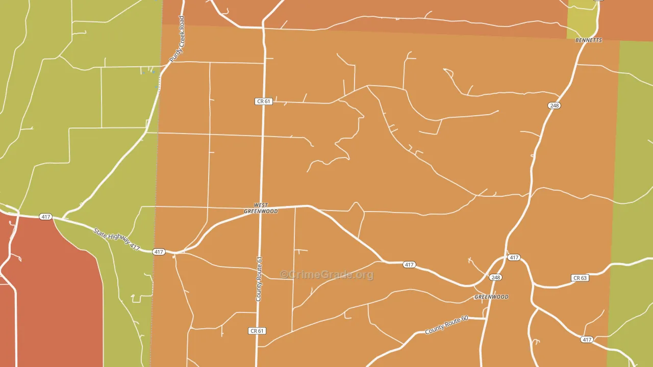 West Greenwood, NY Map of Burglary Rates
