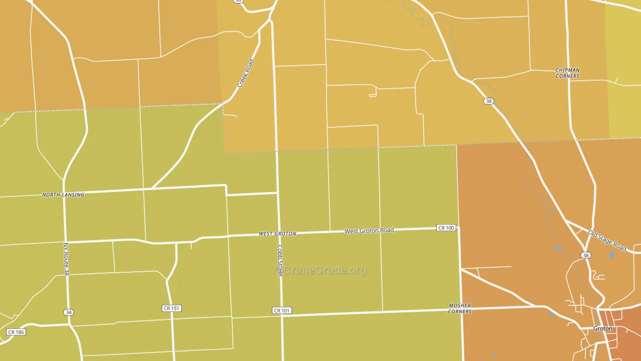 West Groton, NY Map of Burglary Rates