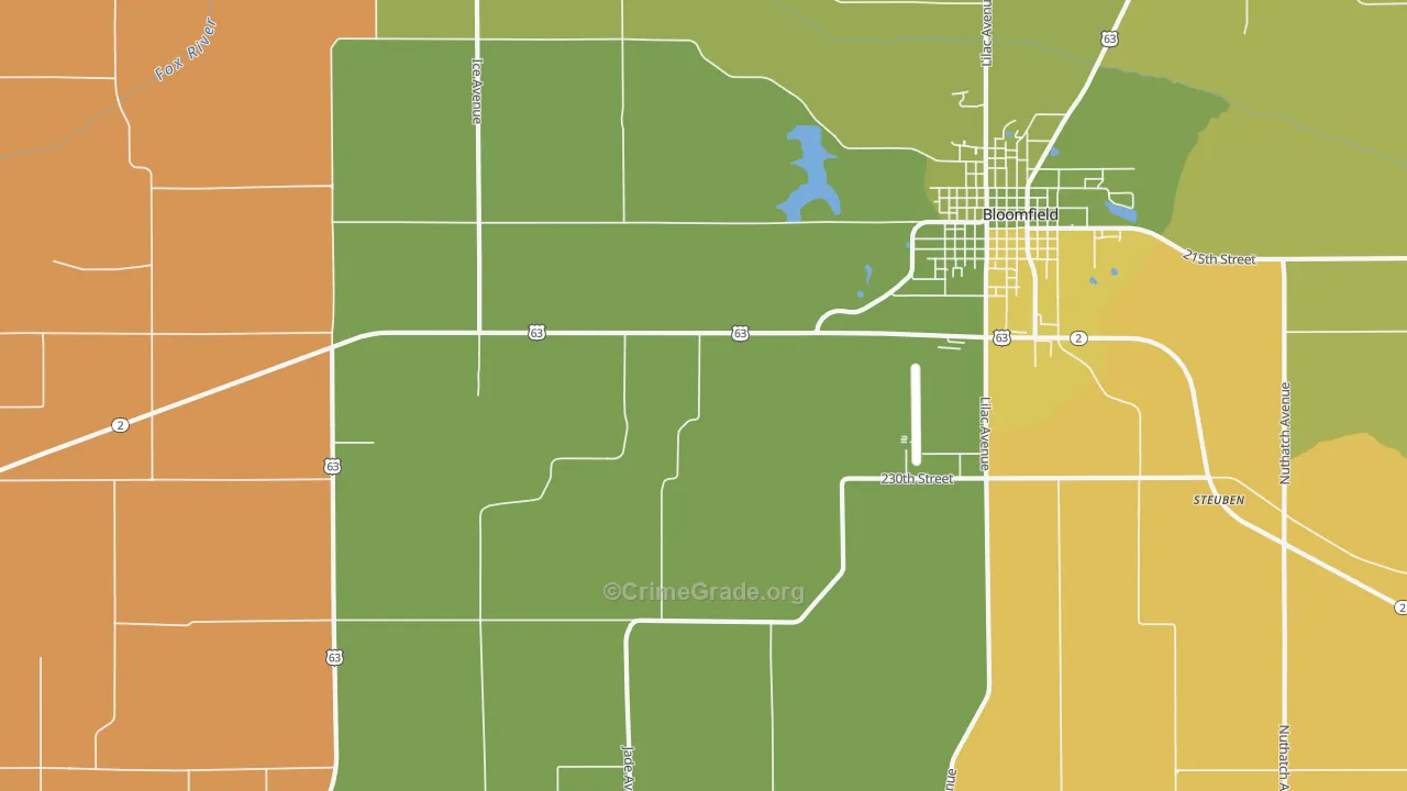 West Grove, IA Map of Burglary Rates