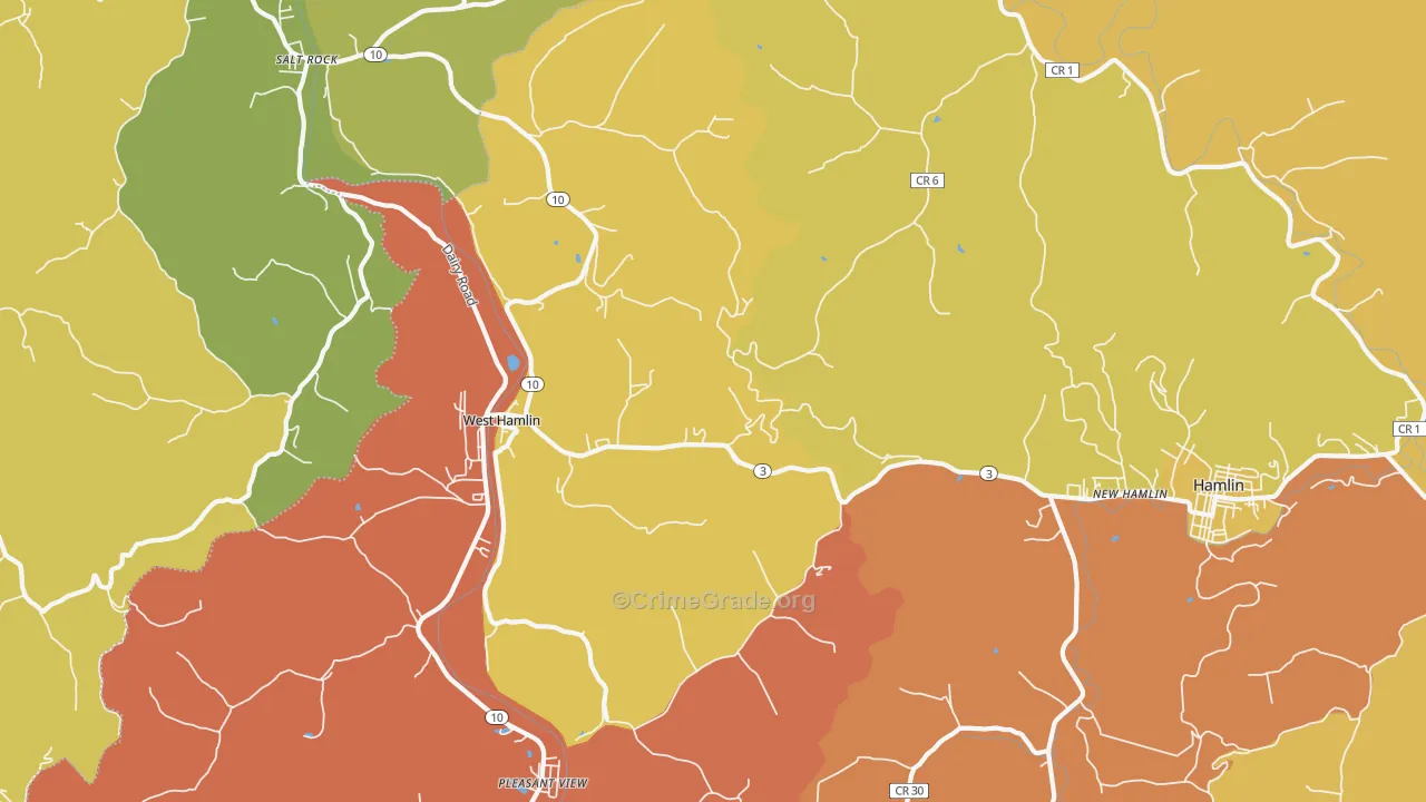 West Hamlin, WV Map of Burglary Rates