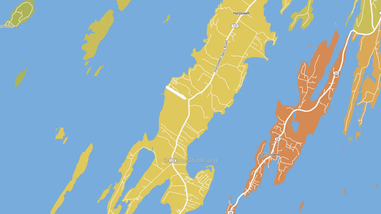 West Harpswell, ME Map of Burglary Rates
