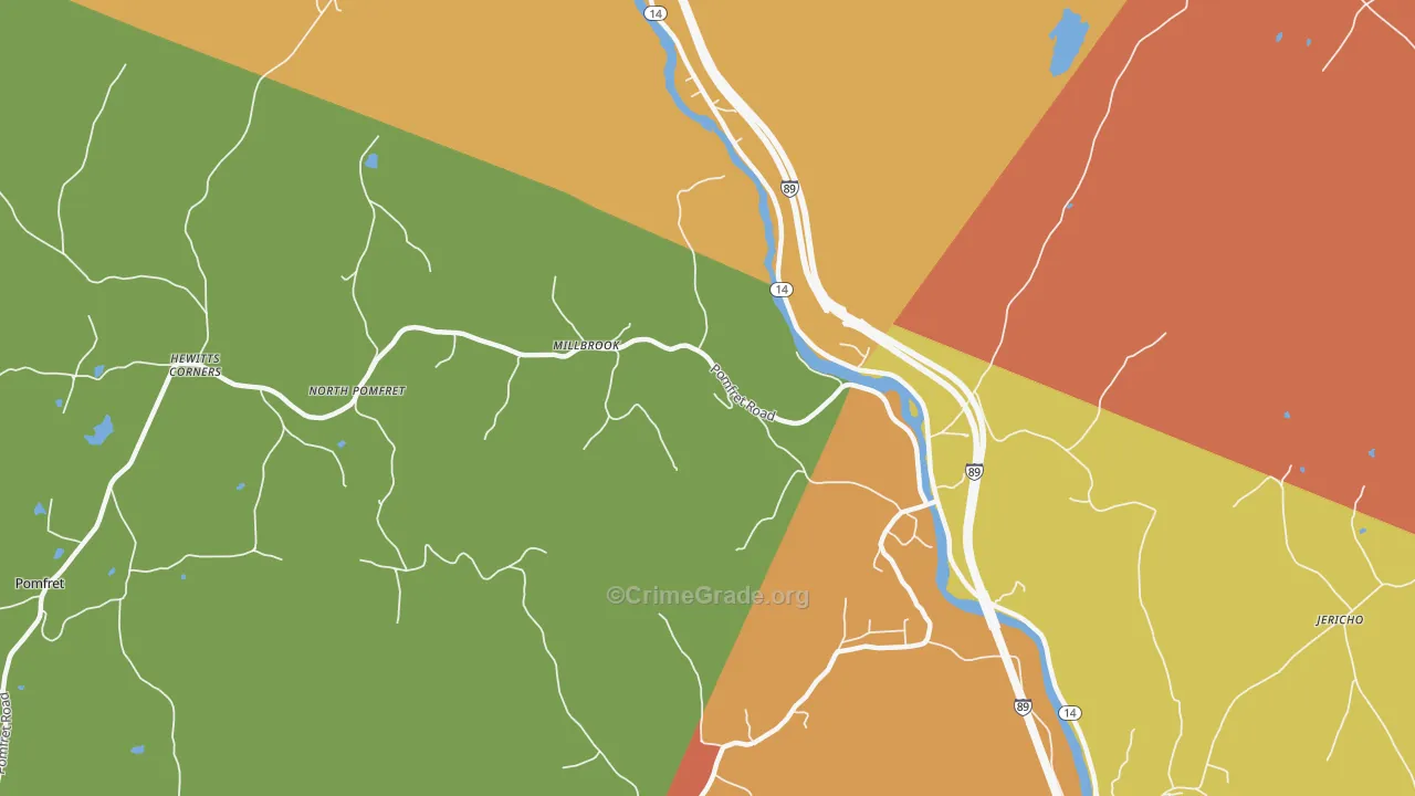 West Hartford, VT Map of Burglary Rates